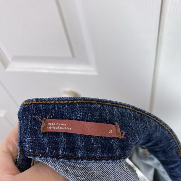 Pilcro Anthropologie 31 Jeans Wide Leg High Rise Blue Denim Dark Crop Cropped - Picture 2 of 5